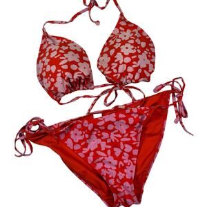 Women's String Bakini Red/Pink Floral XL